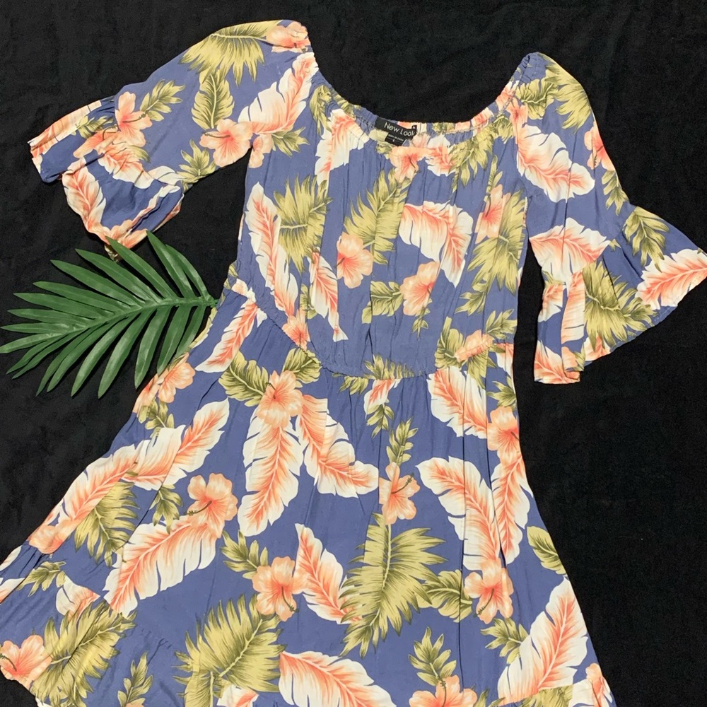 🌺 New Look Off the Shoulder Short Ruffled Floral Dress
